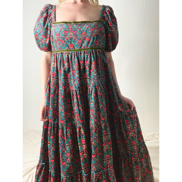 FREE PEOPLE "Ashley" Cordorouy Babydoll Puff Sleeve Maxi Dress US SMALL - Picture 7 of 16